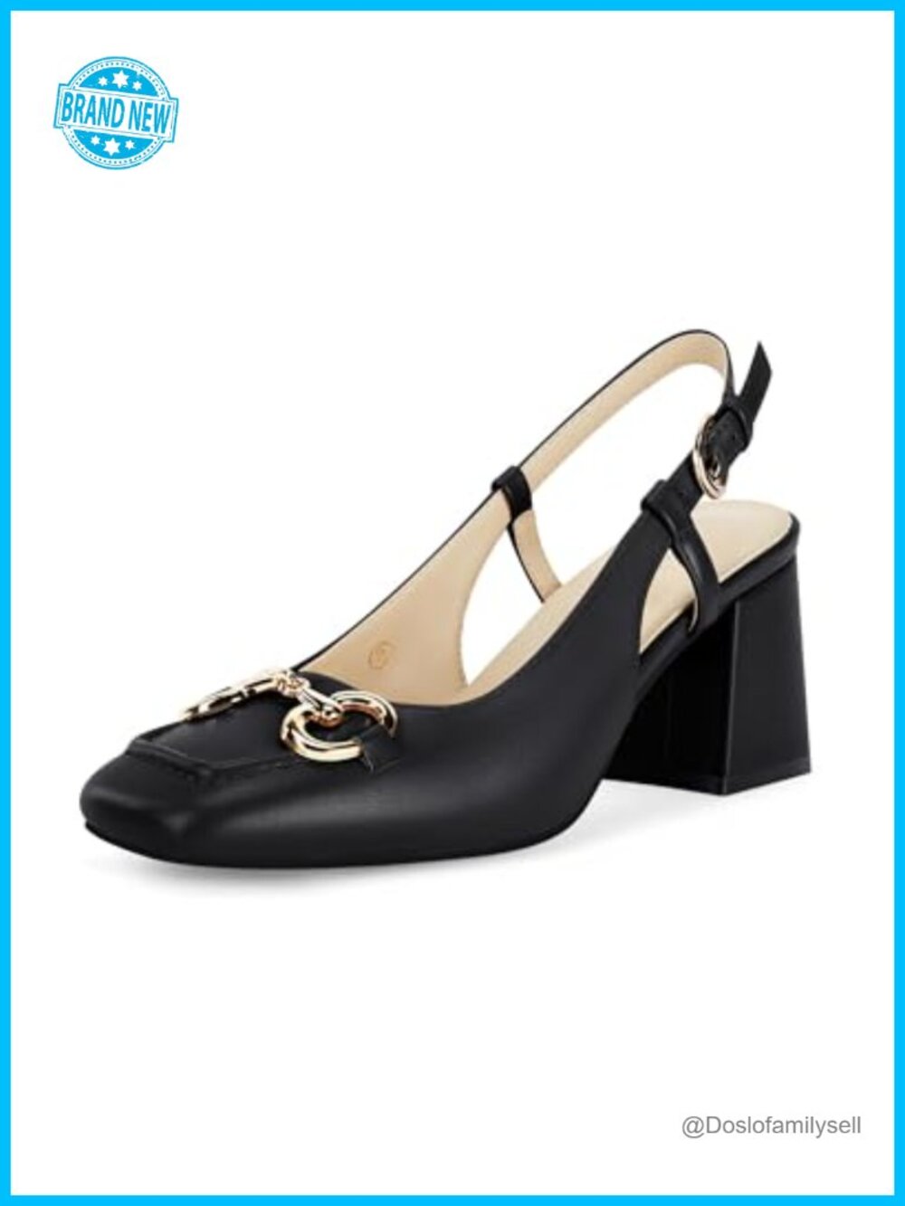 Womens Slingback Block Heel Square Toe Dress Work Business Pumps Shoes